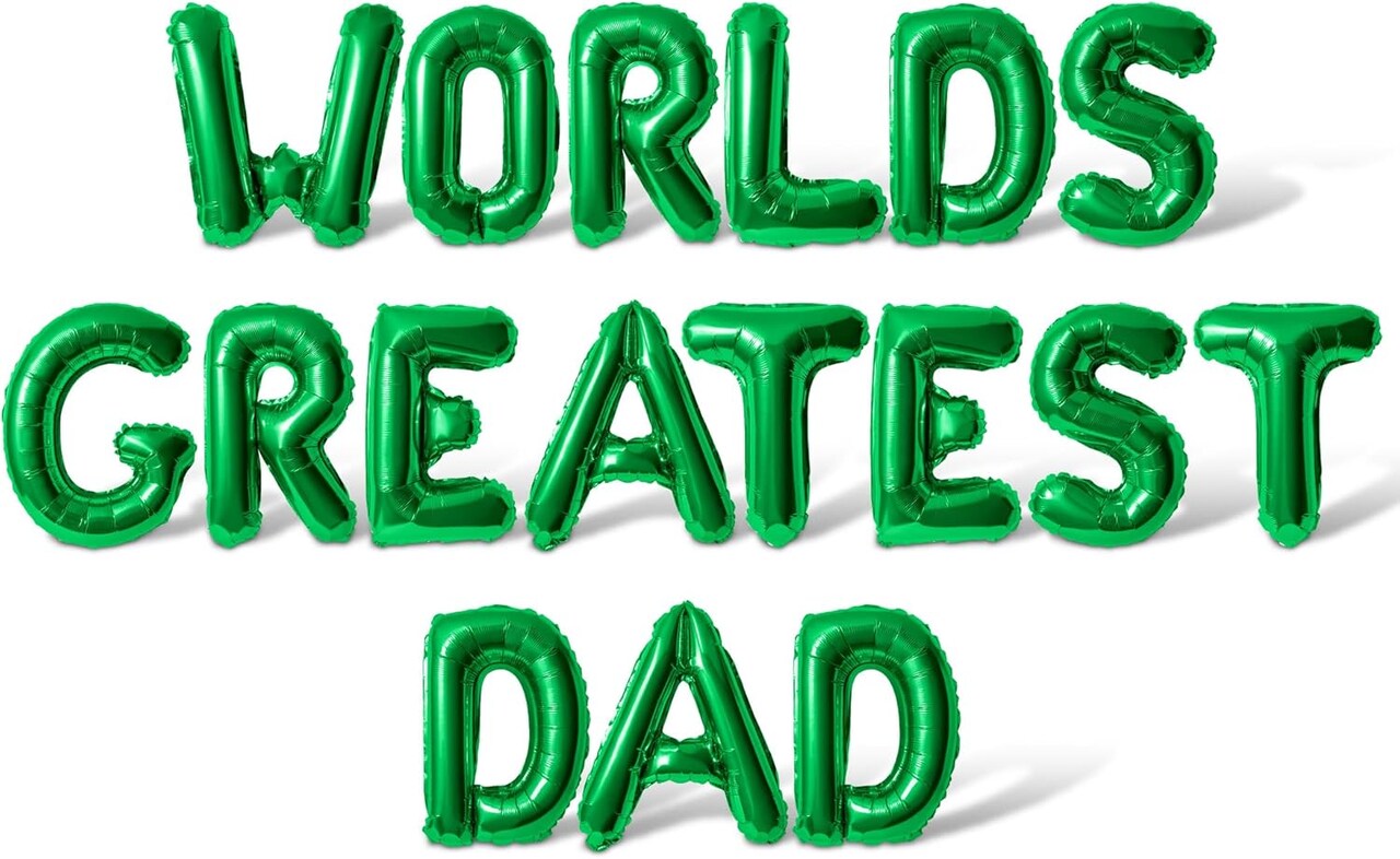 WORLDS GREATEST DAD 16" Inch Alphabet Letters Foil Mylar Balloon Father's Day Party Banner (Green)